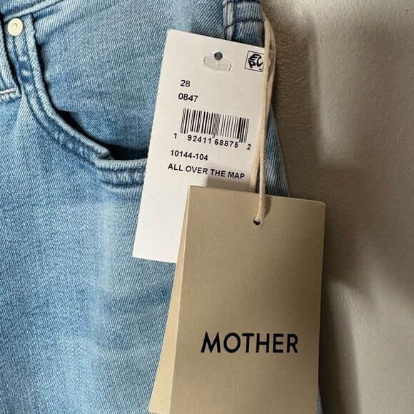 MOTHER The Tomcat Skimp High Waist Straight Leg Jeans in All Over The Map NWT - Picture 5 of 7